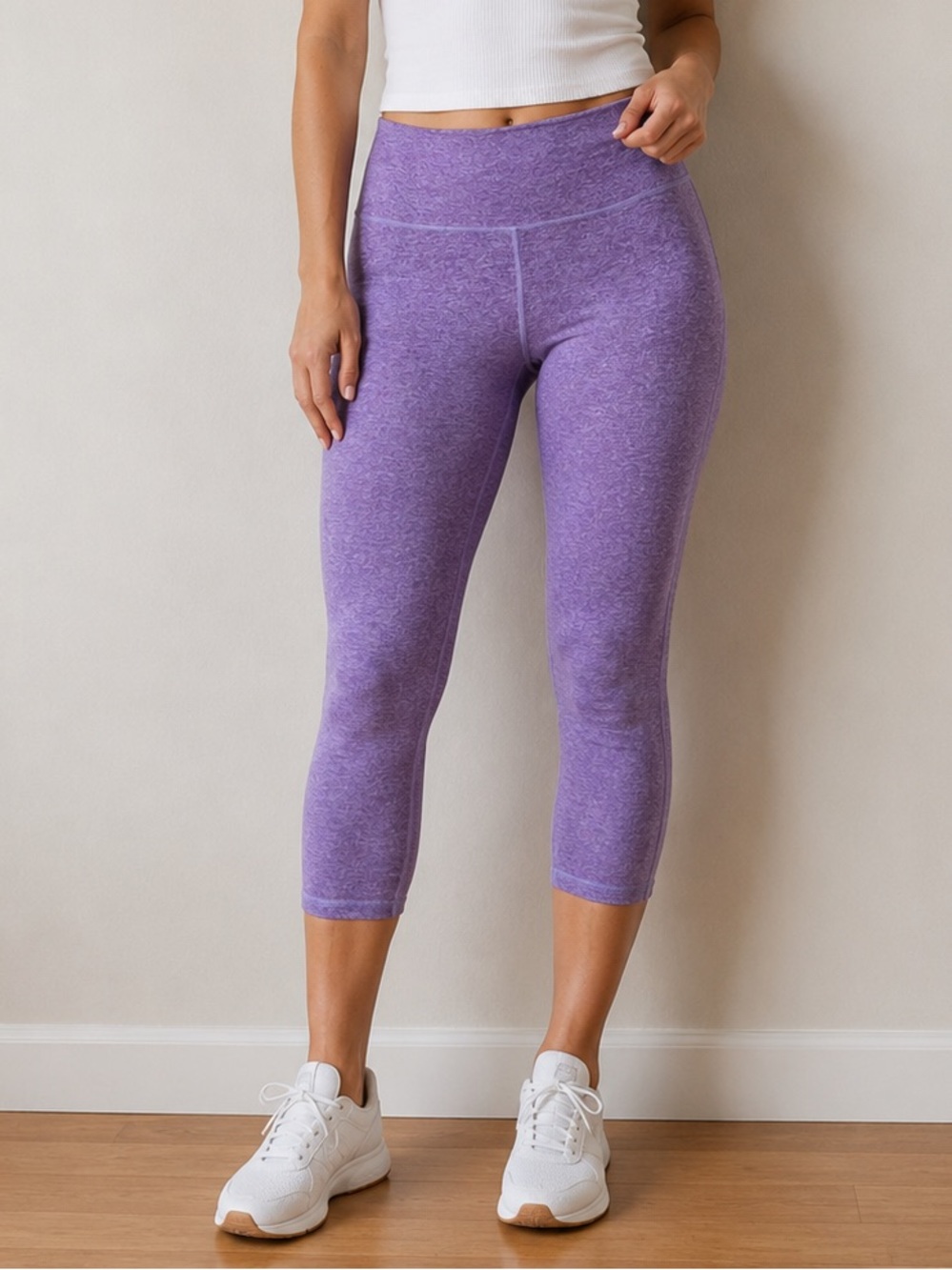Fleo El Toro Heathered Purple Crop Performance Workout Leggings XL